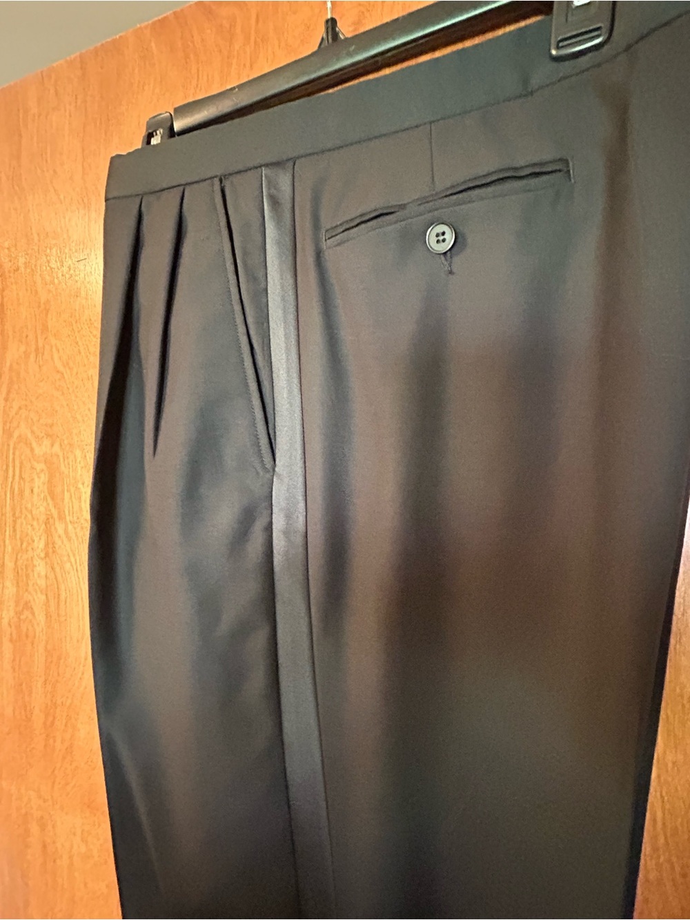 Classic Black Tuxedo Pleated Dress Pants